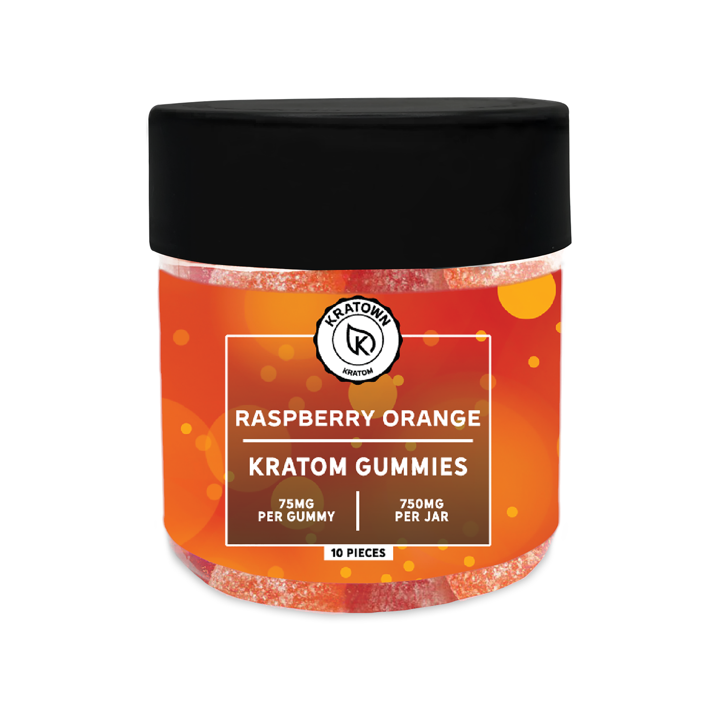 75mg Kratom Gummies, Raspberry-Orange